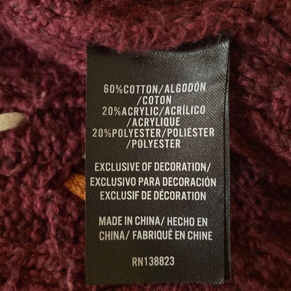 Shyanne Maroon Long Sleeve Cotton Blend Embroidered Open Knit Cardigan Size M - Picture 8 of 10